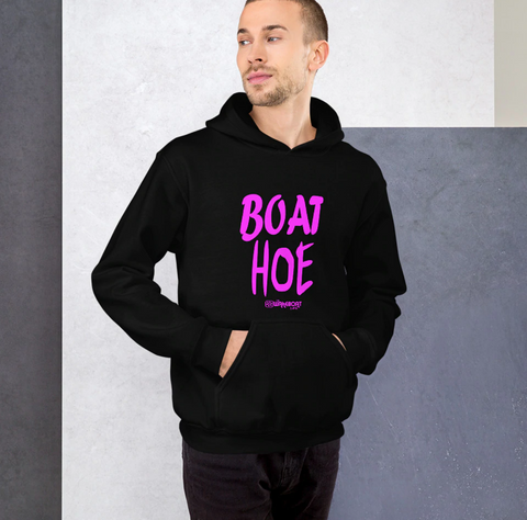 Boat Hoe Mens Hoodie- Hot Pink